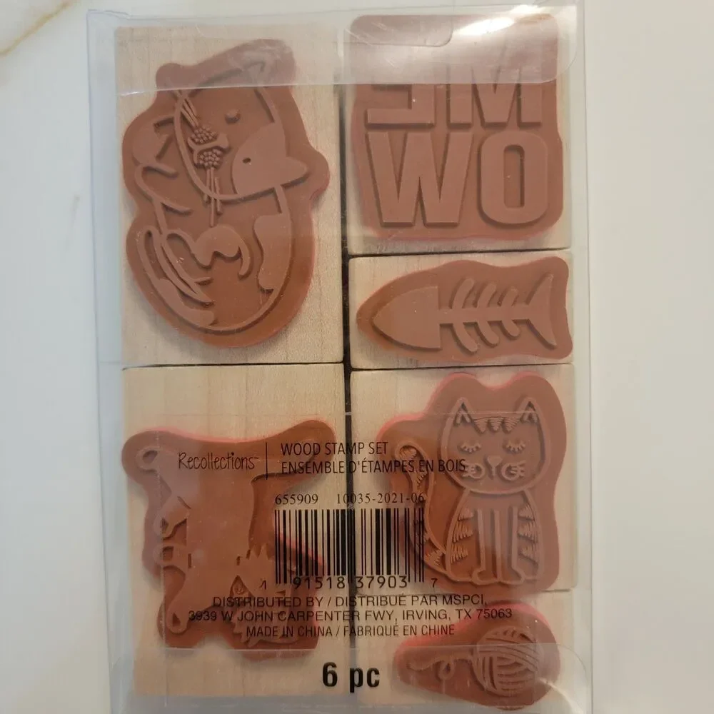 Recollections Set of 6 Wood Rubber Stamp Set 
